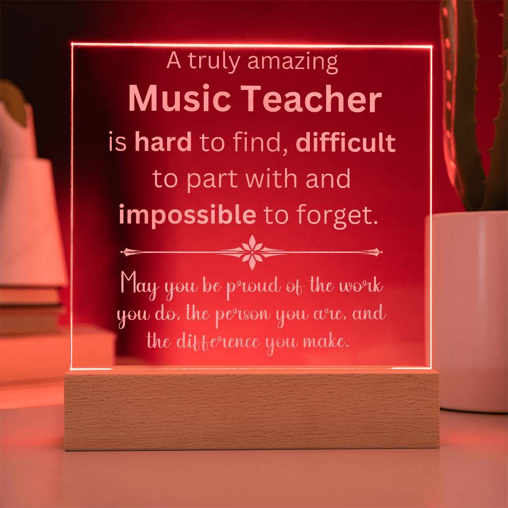 Engraved Personalized Plaque For Music Teacher