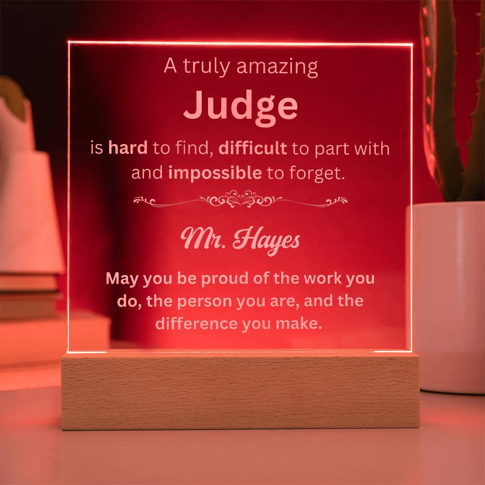 Personalized Judge Engraved Plaque