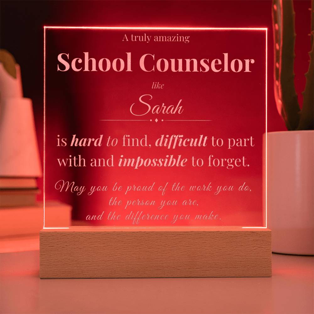 School Counselor Appreciation Gift - Engraved Acrylic Square Plaque