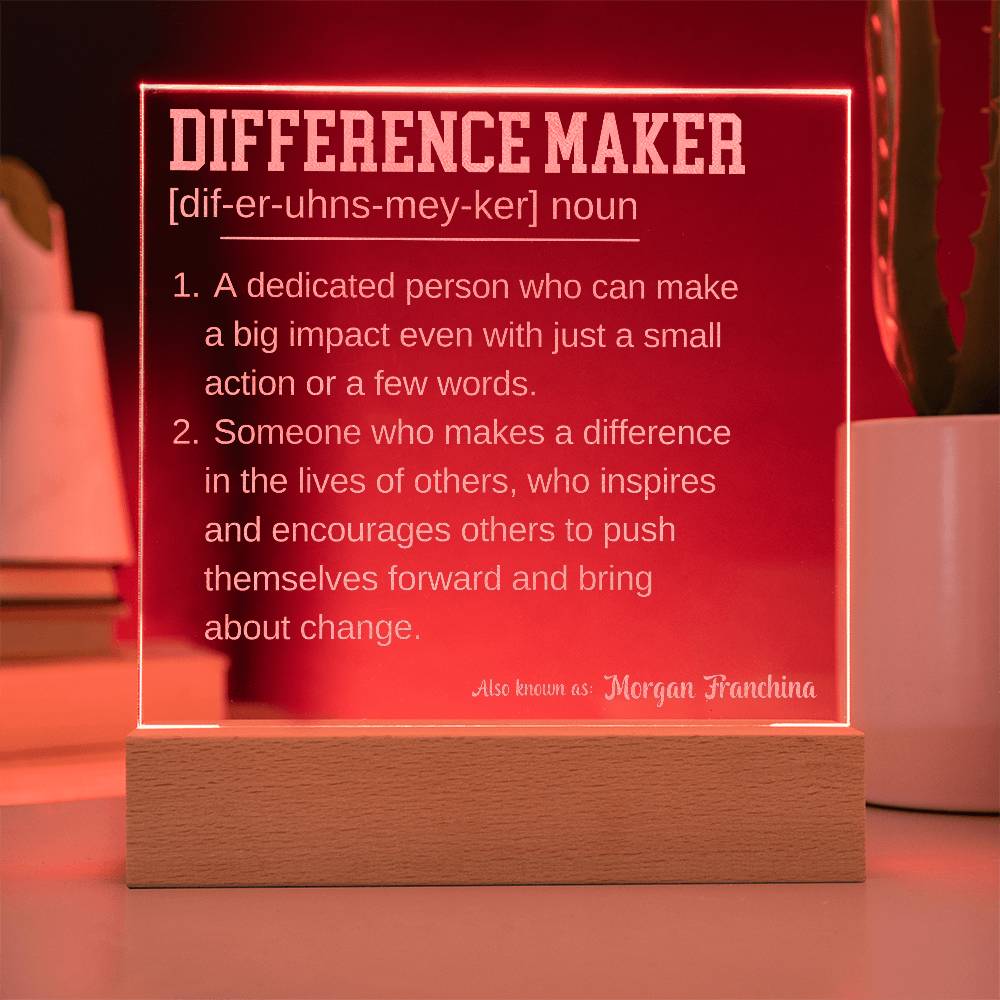 Engraved Personalized Plaque 6 For Difference Maker