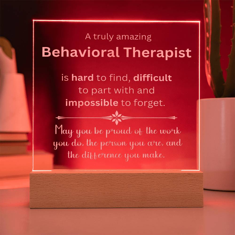 Engraved Plaque Appreciation Gift For Behavioral Therapist