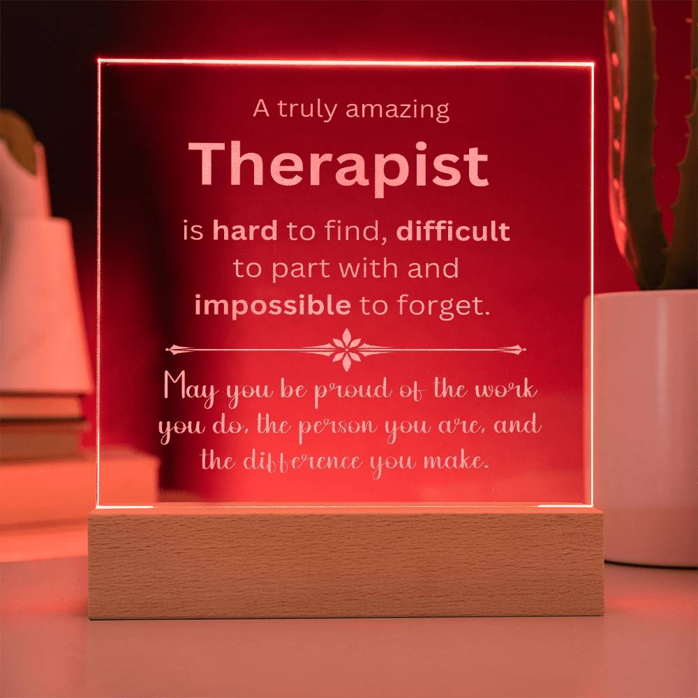 Engraved Plaque Appreciation Gift For Therapist