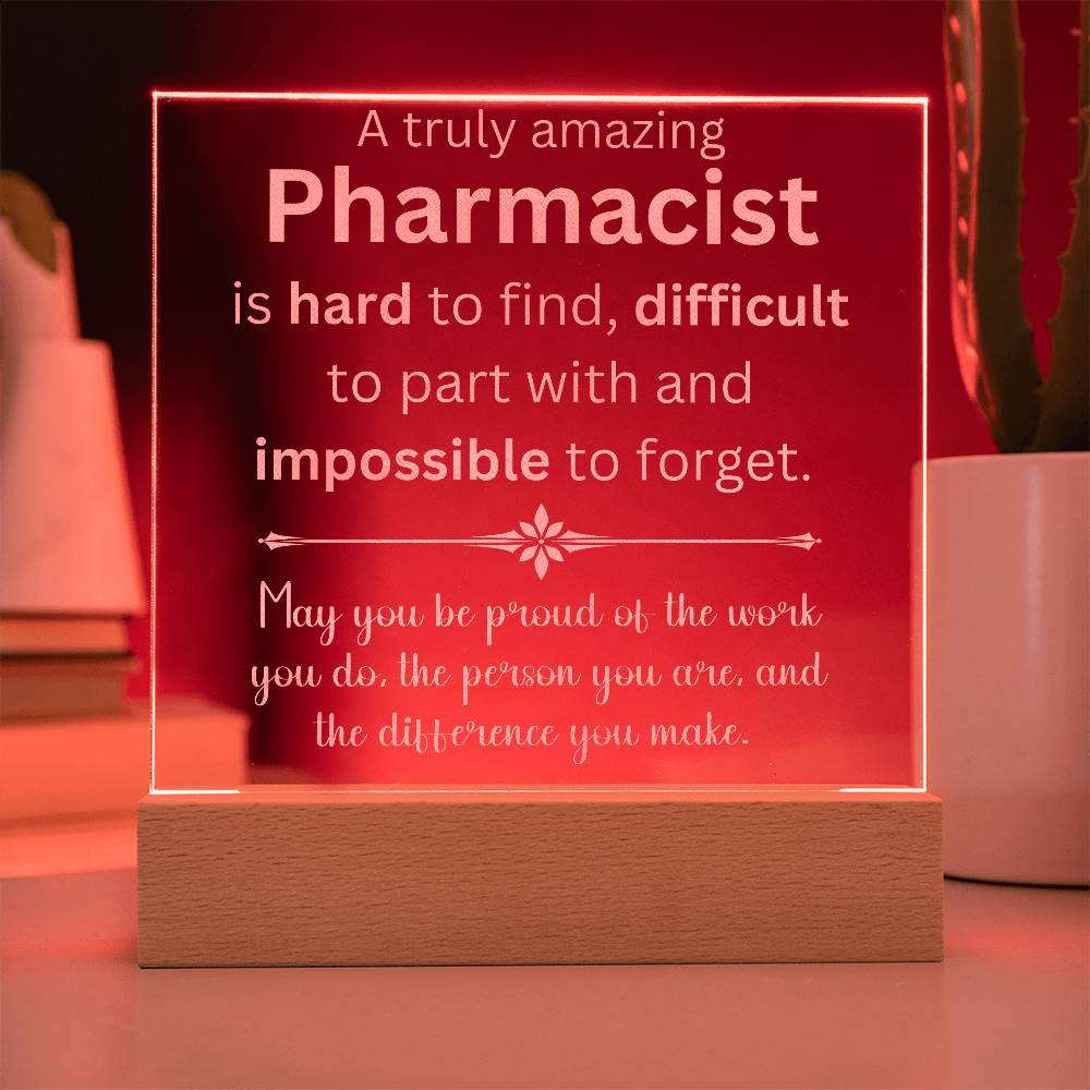 Engraved Personalized Plaque For Pharmacist