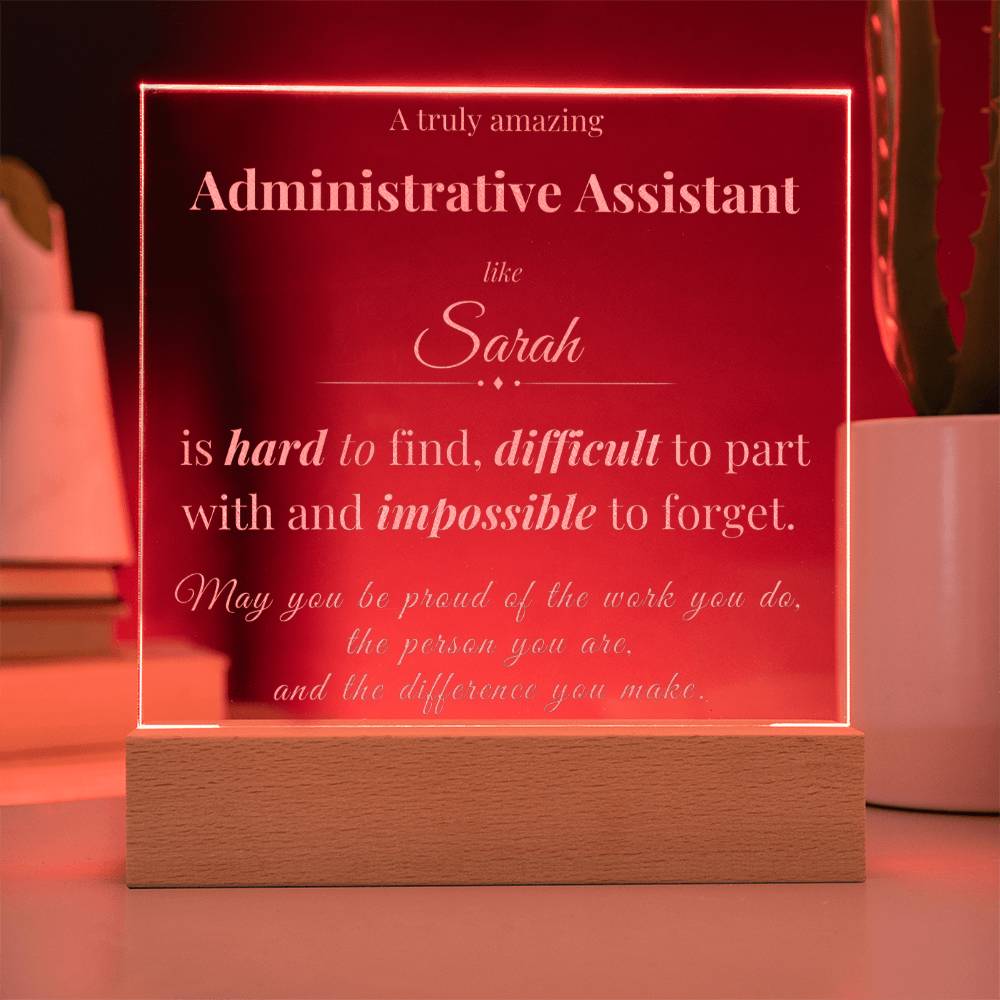 Administrative Assistant Appreciation Gift - Engraved Acrylic Square Plaque