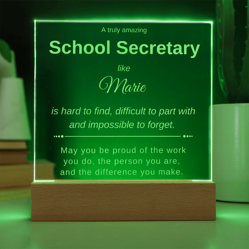 Personalized School Secretary Acrylic Plaque