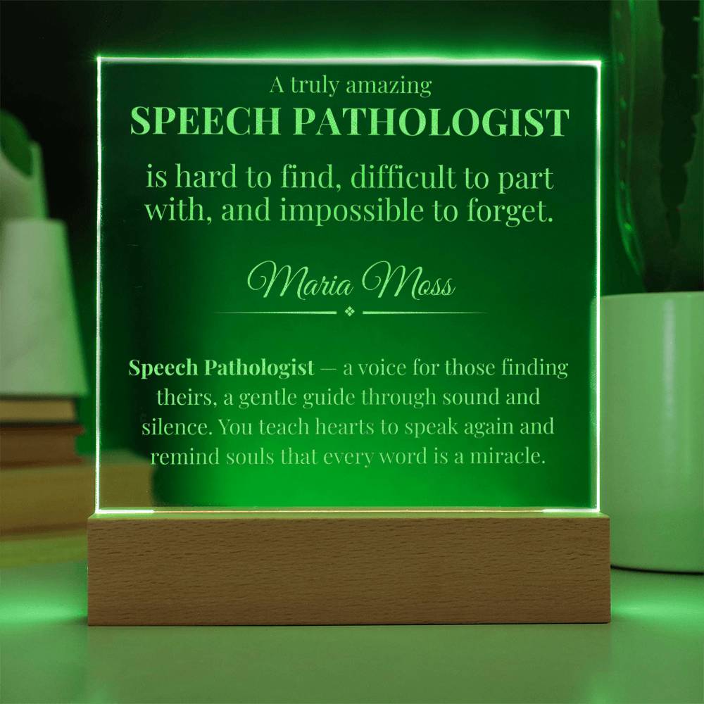 Speech Pathologist Definition Plaque Gift – Thank You Gift for Speech Therapist