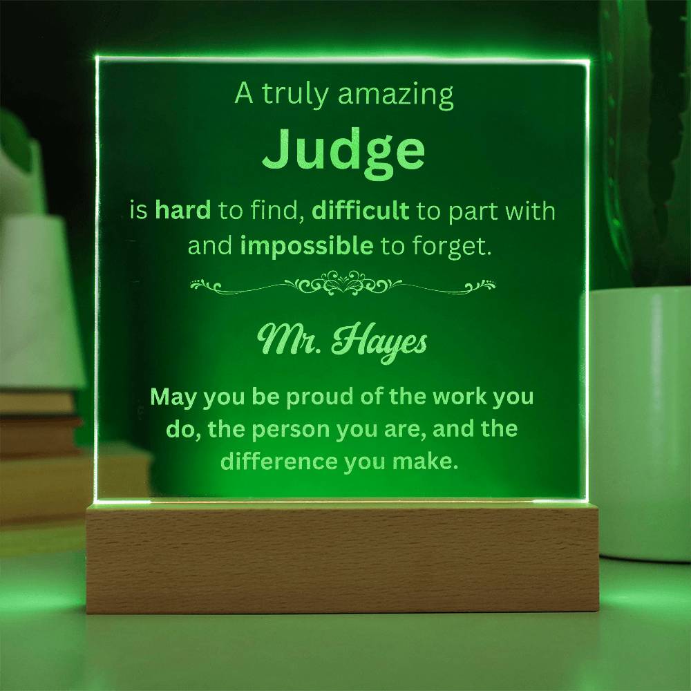 Personalized Judge Engraved Plaque