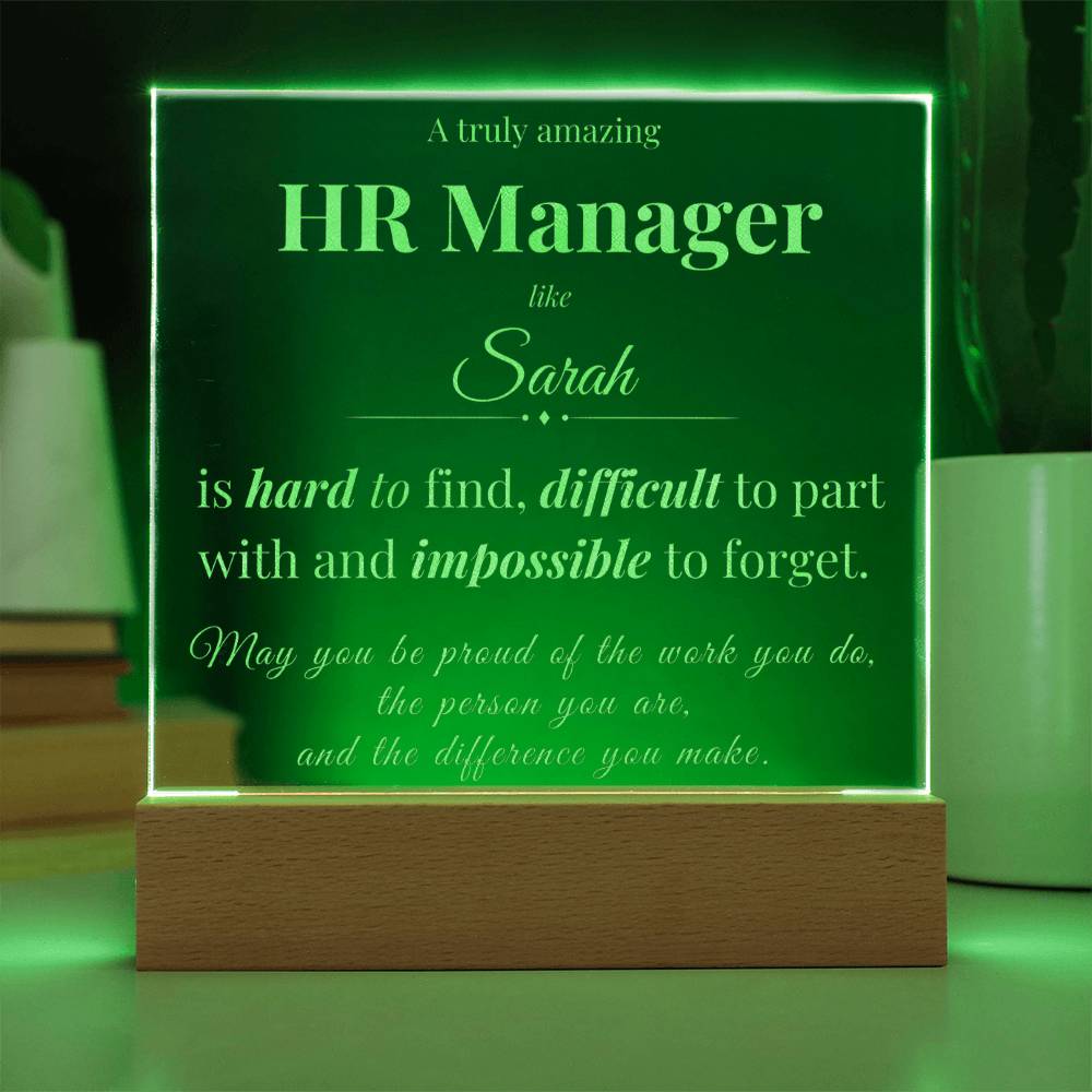 HR Manager Appreciation Gift - Engraved Acrylic Square Plaque