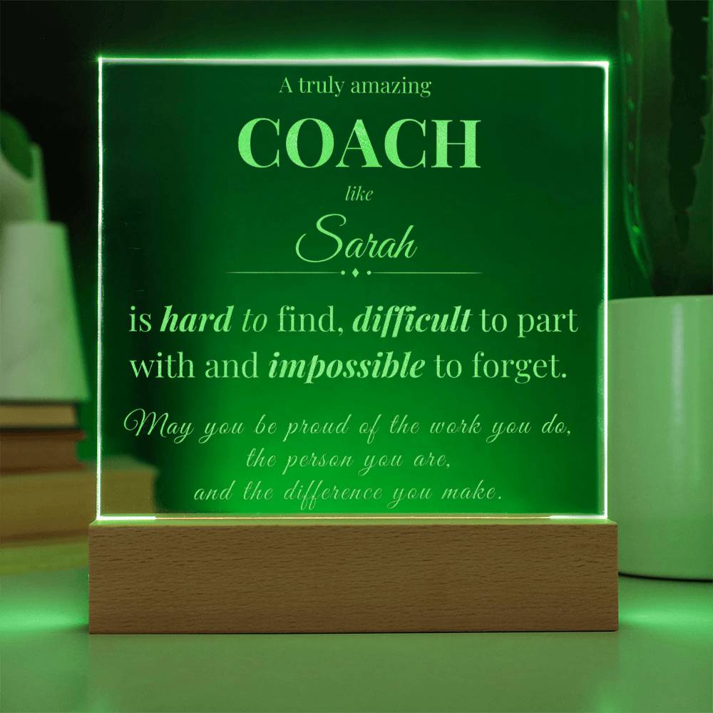 Coach Appreciation Gift - Engraved Acrylic Square Plaque
