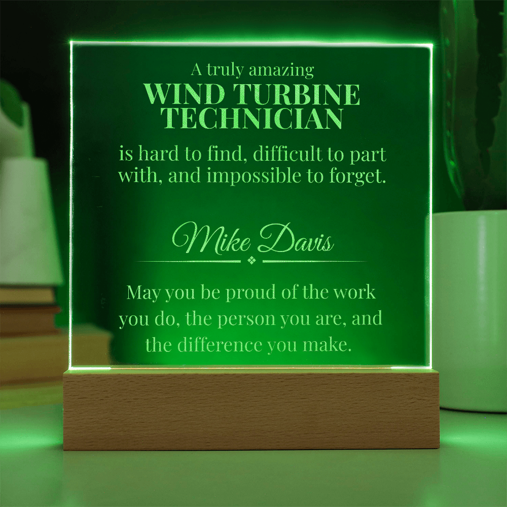 Wind Turbine Technician Engraved Acrylic Square Plaque