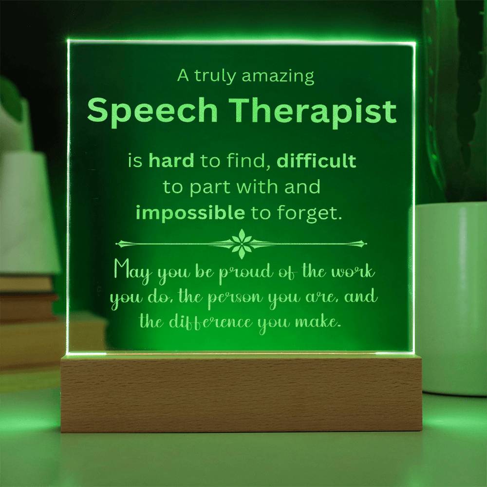 Engraved Plaque Appreciation Gift For Speech Therapist