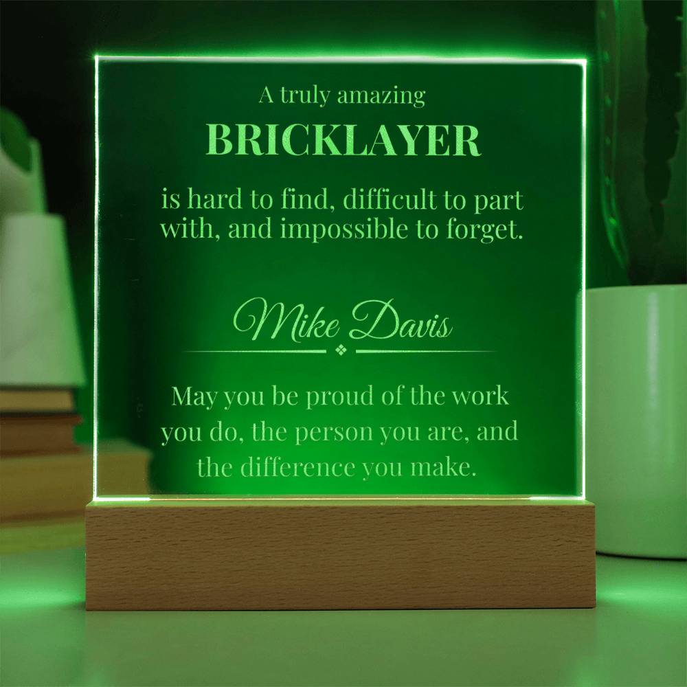 Bricklayer Engraved Acrylic Square Plaque
