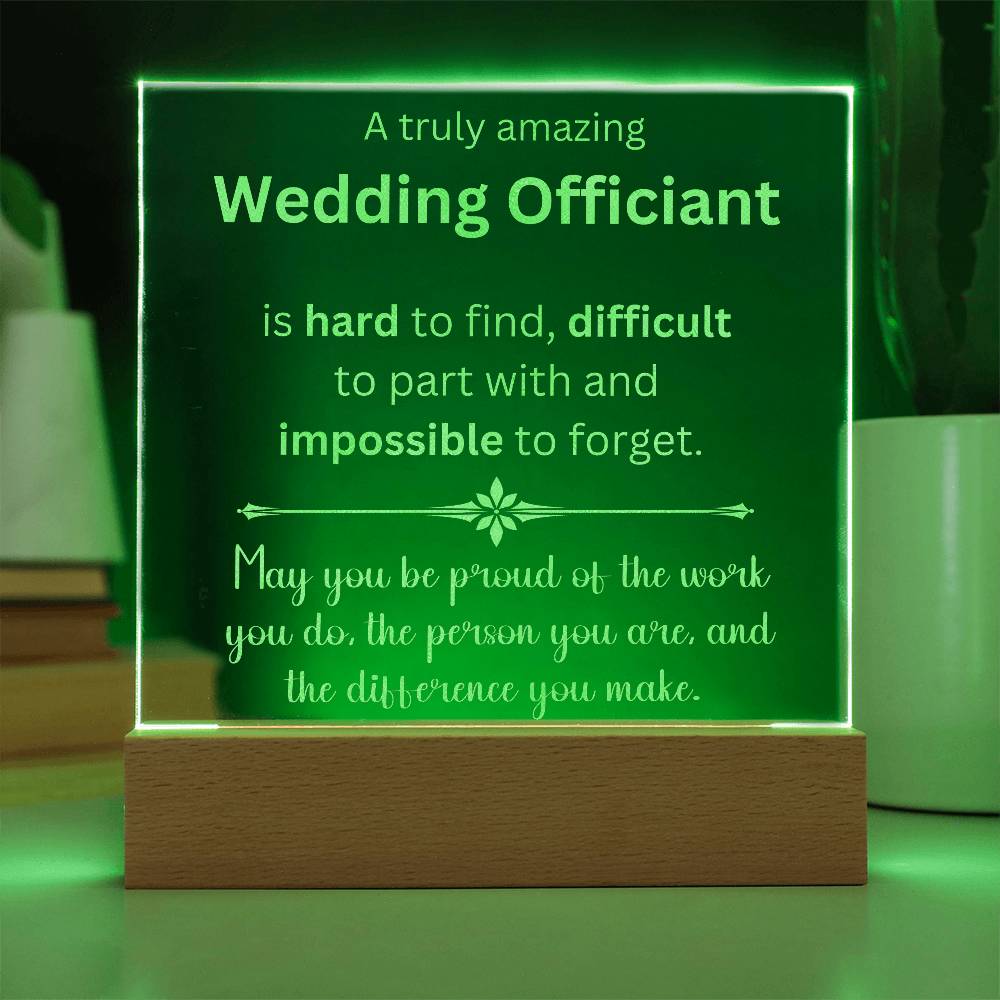 Engraved Plaque Appreciation Gift For Wedding Officiant