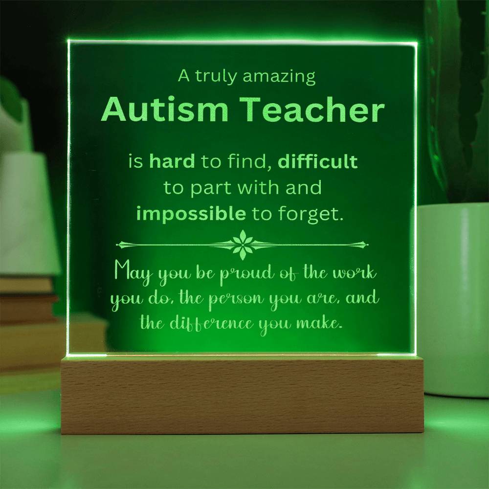 Engraved Plaque Appreciation Gift For Autism Teacher