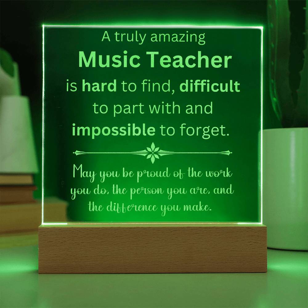 Engraved Personalized Plaque For Music Teacher