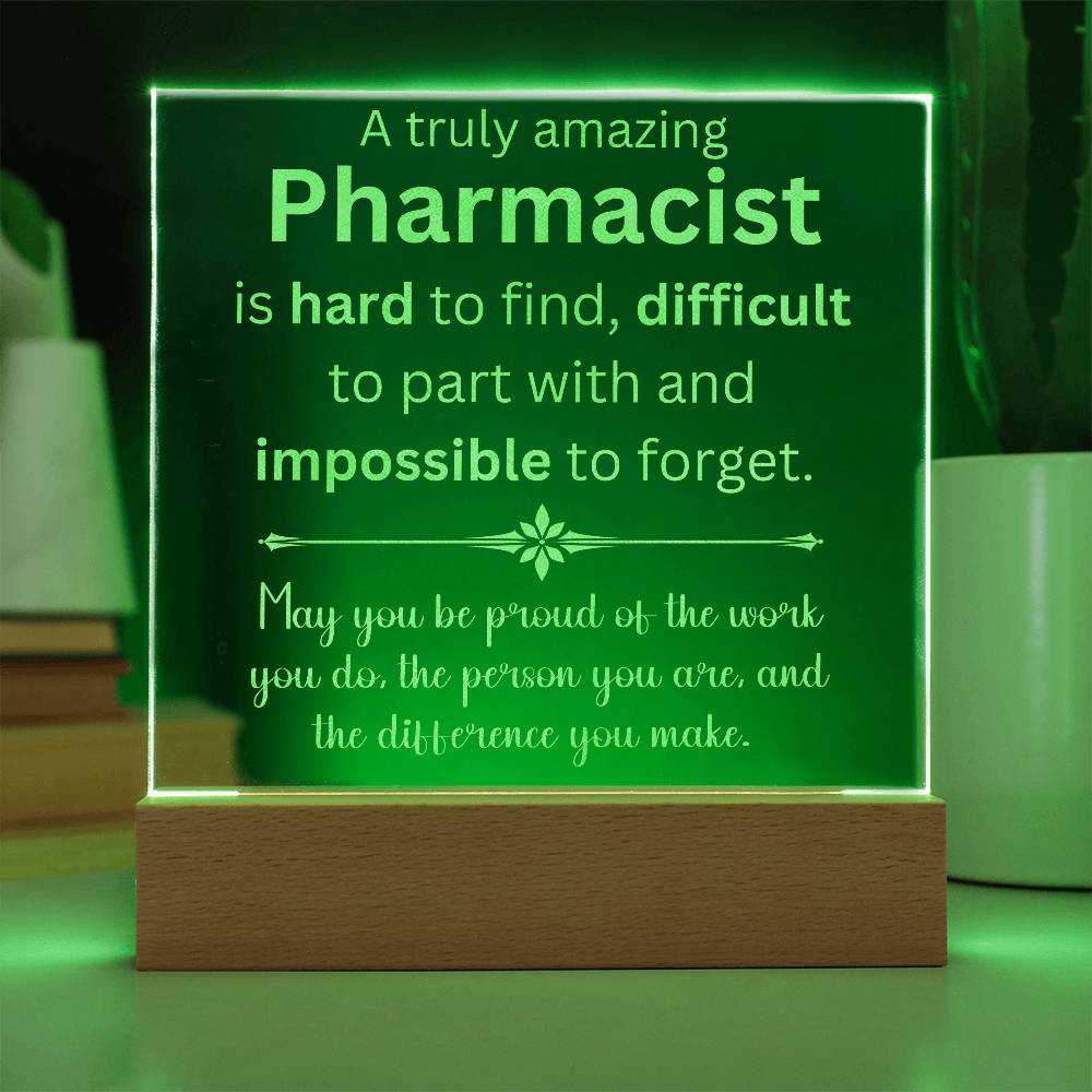 Engraved Personalized Plaque For Pharmacist