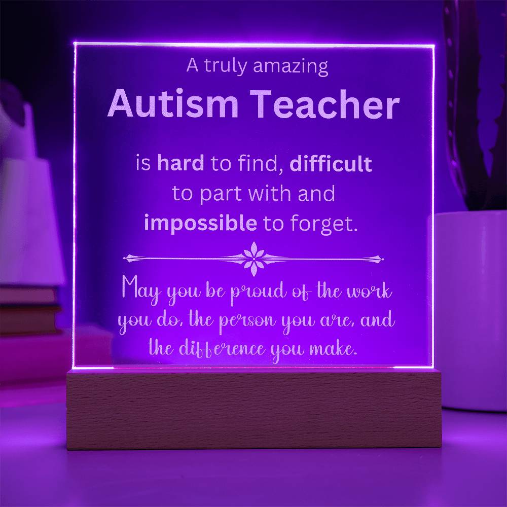 Engraved Plaque Appreciation Gift For Autism Teacher