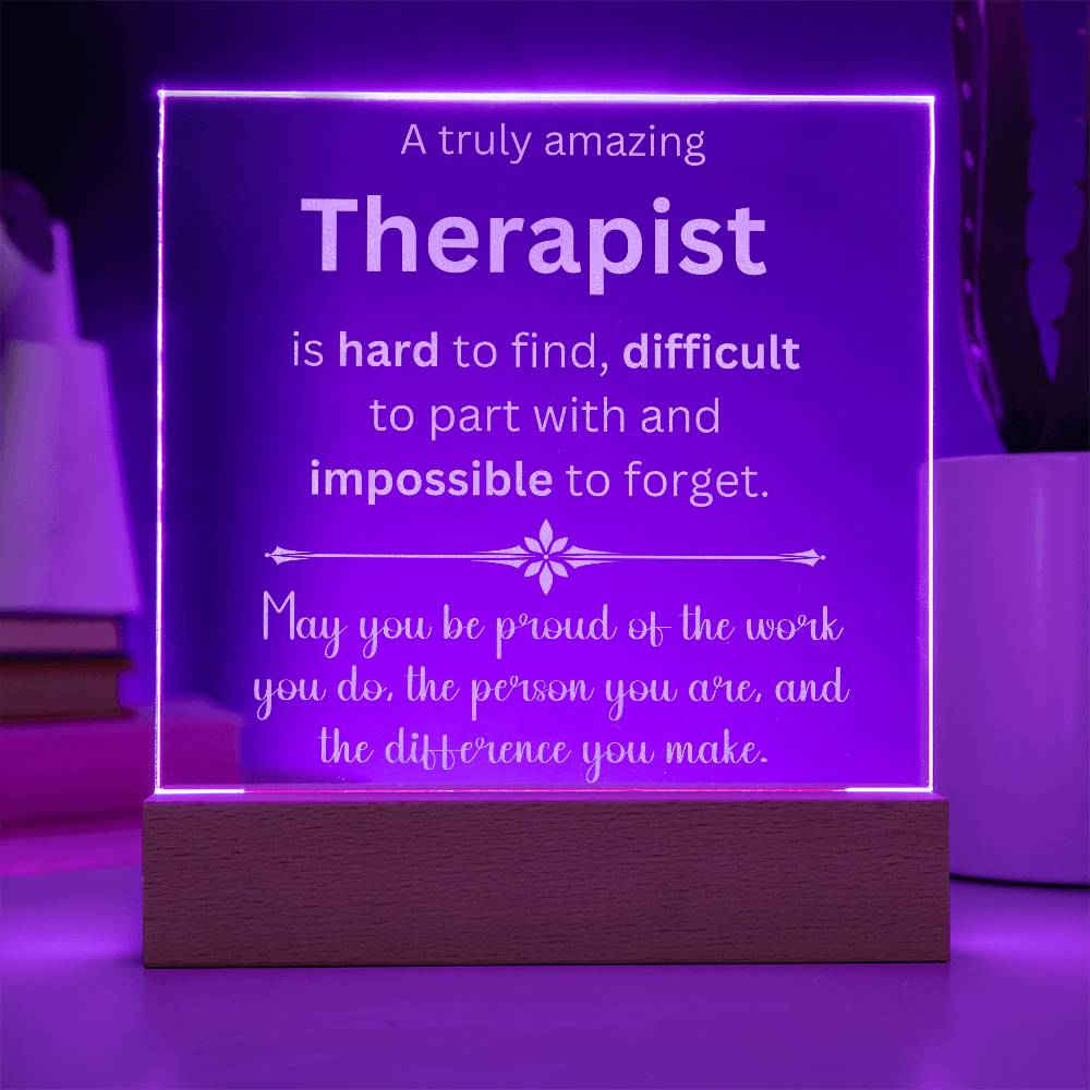 Engraved Plaque Appreciation Gift For Therapist
