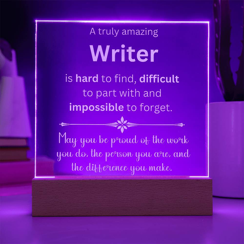 Engraved Plaque Appreciation Gift For Writer