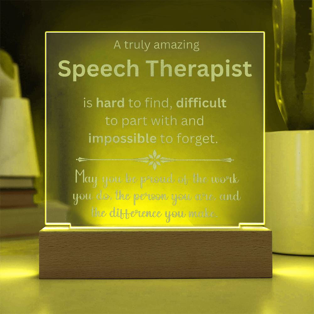 Engraved Plaque Appreciation Gift For Speech Therapist