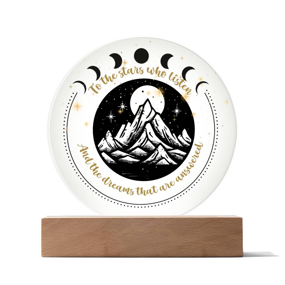 Night Sign Mountain With Stars 2 - Acrylic Circle Plaque