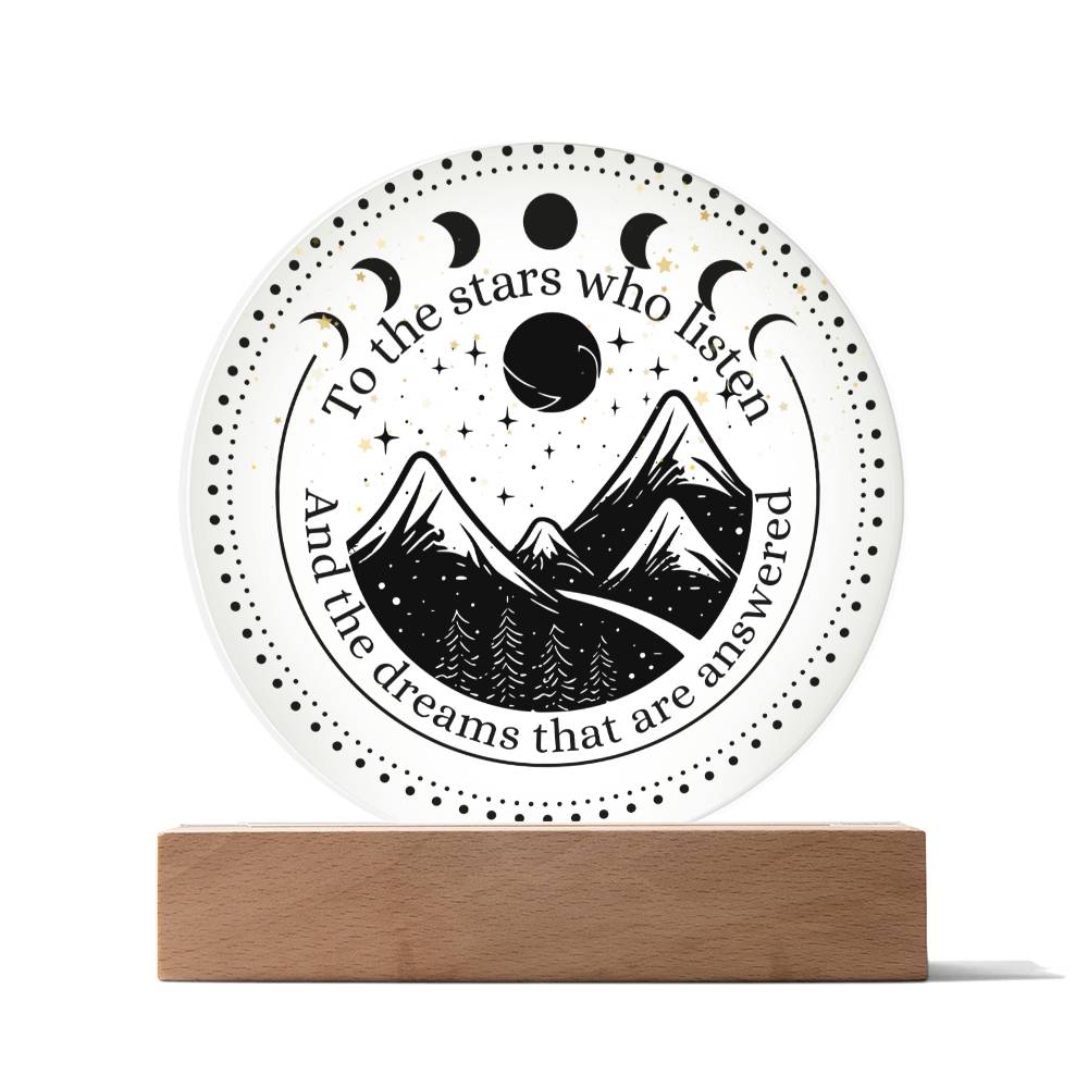 Night Sign Mountain With Stars 4 - Acrylic Circle Plaque
