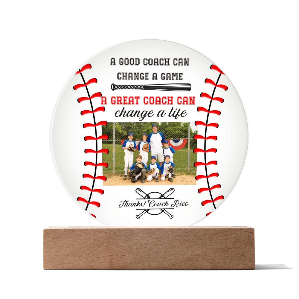 Baseball Coach 3 - Printed Circle Acrylic Plaque