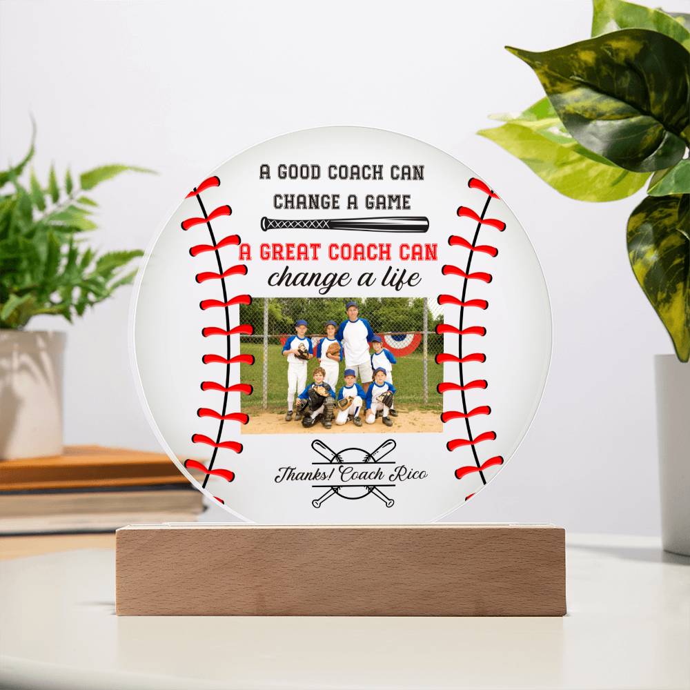 Baseball Coach 3 - Printed Circle Acrylic Plaque