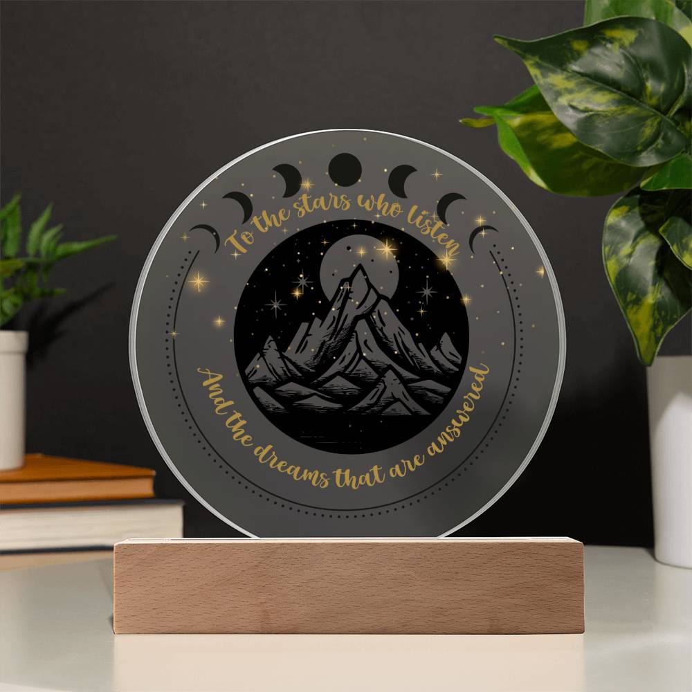 Night Sign Mountain With Stars 2 - Acrylic Circle Plaque