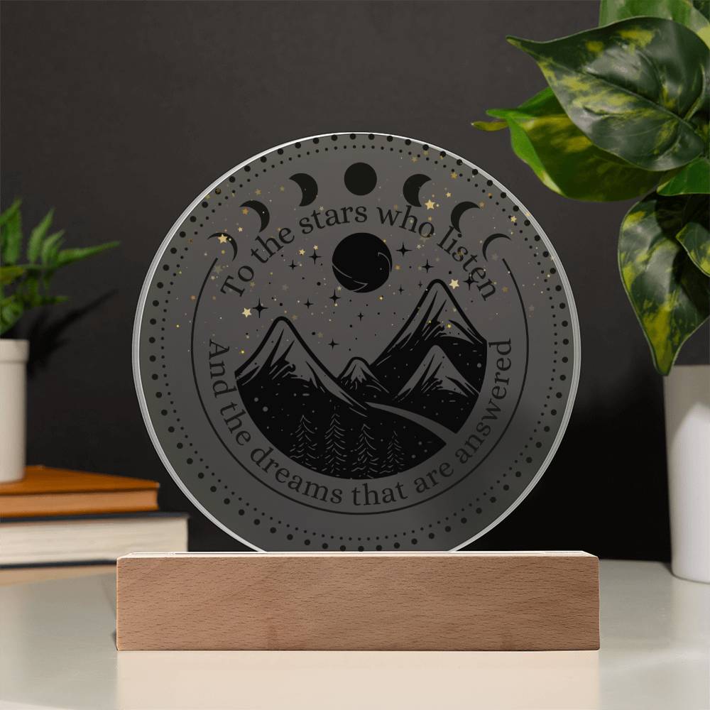 Night Sign Mountain With Stars 4 - Acrylic Circle Plaque