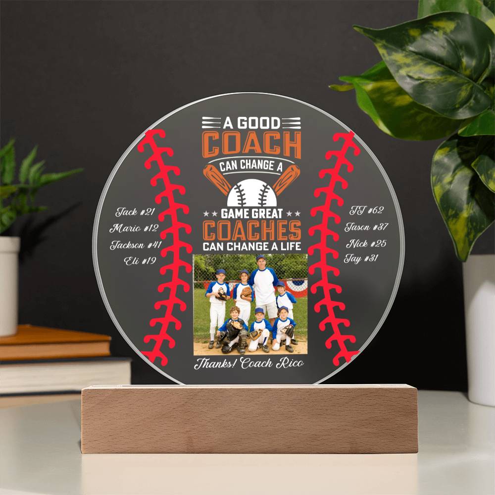 Baseball Coach 1 - Printed Circle Acrylic Plaque