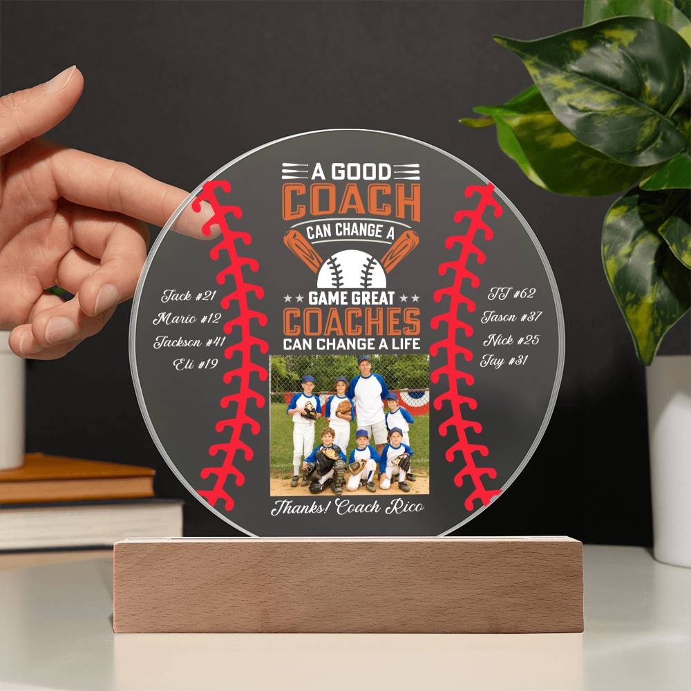 Baseball Coach 1 - Printed Circle Acrylic Plaque