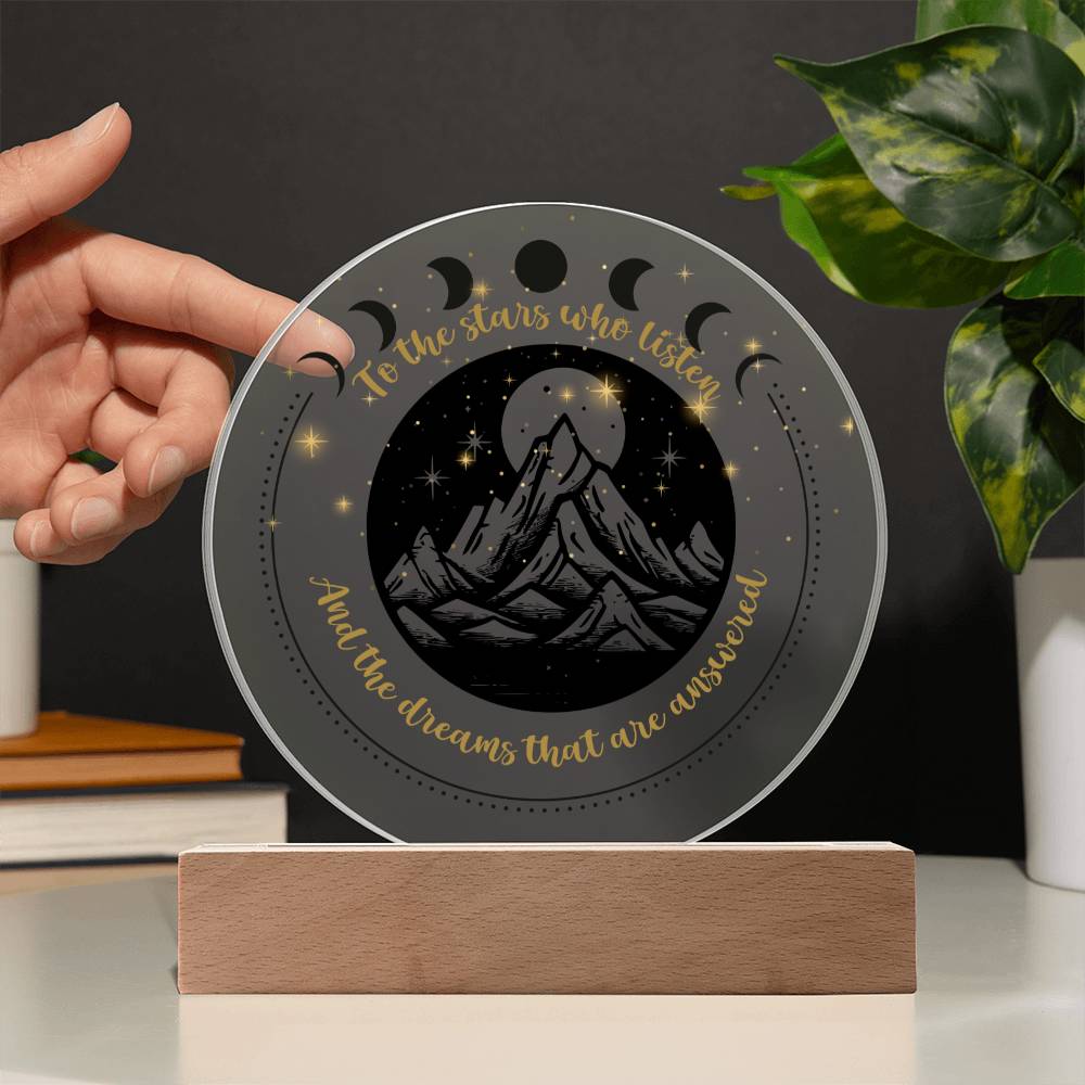 Night Sign Mountain With Stars 2 - Acrylic Circle Plaque