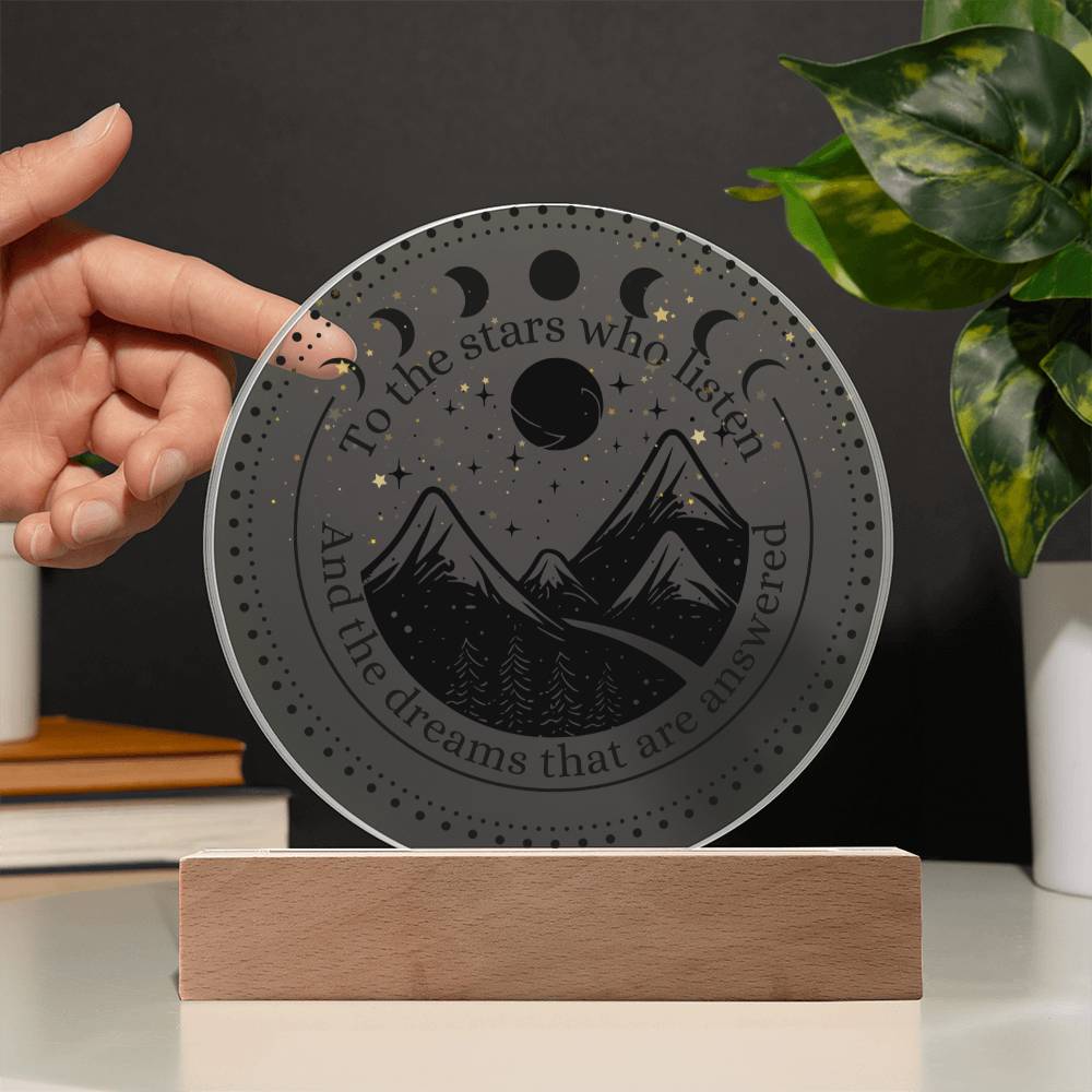 Night Sign Mountain With Stars 4 - Acrylic Circle Plaque