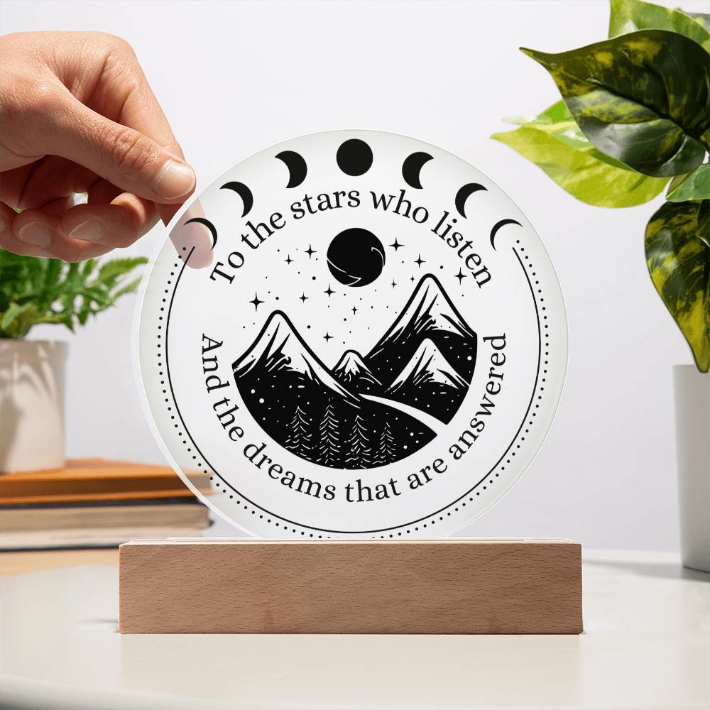 Night Sign Mountain With Stars 5 - Acrylic Circle Plaque