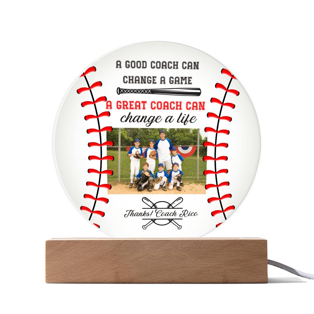 Baseball Coach 3 - Printed Circle Acrylic Plaque