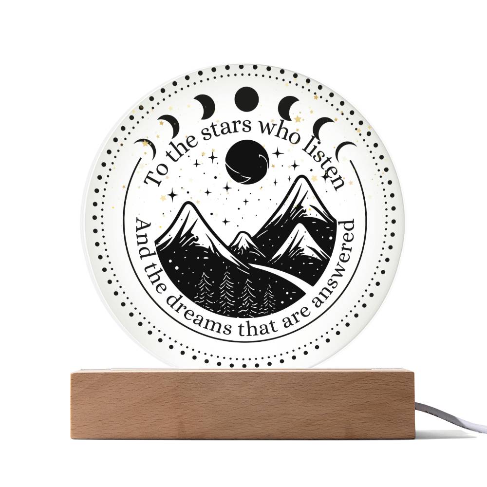 Night Sign Mountain With Stars 4 - Acrylic Circle Plaque