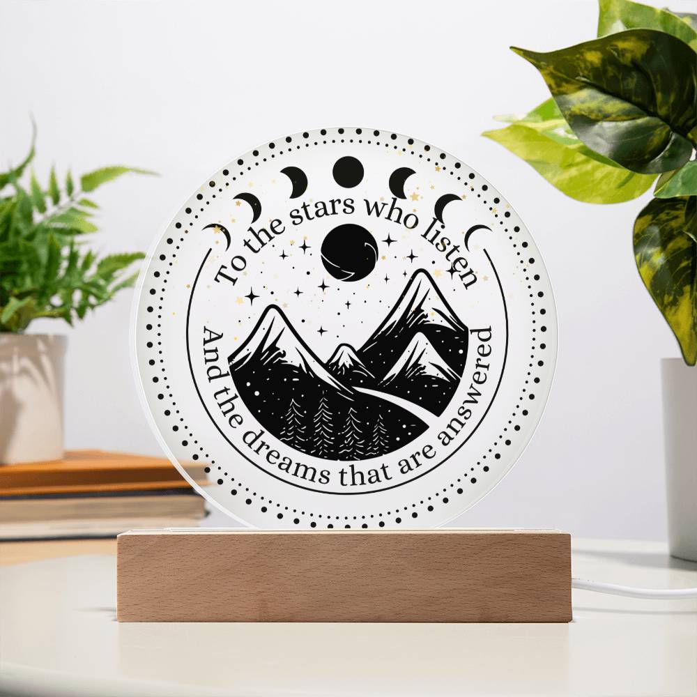 Night Sign Mountain With Stars 4 - Acrylic Circle Plaque