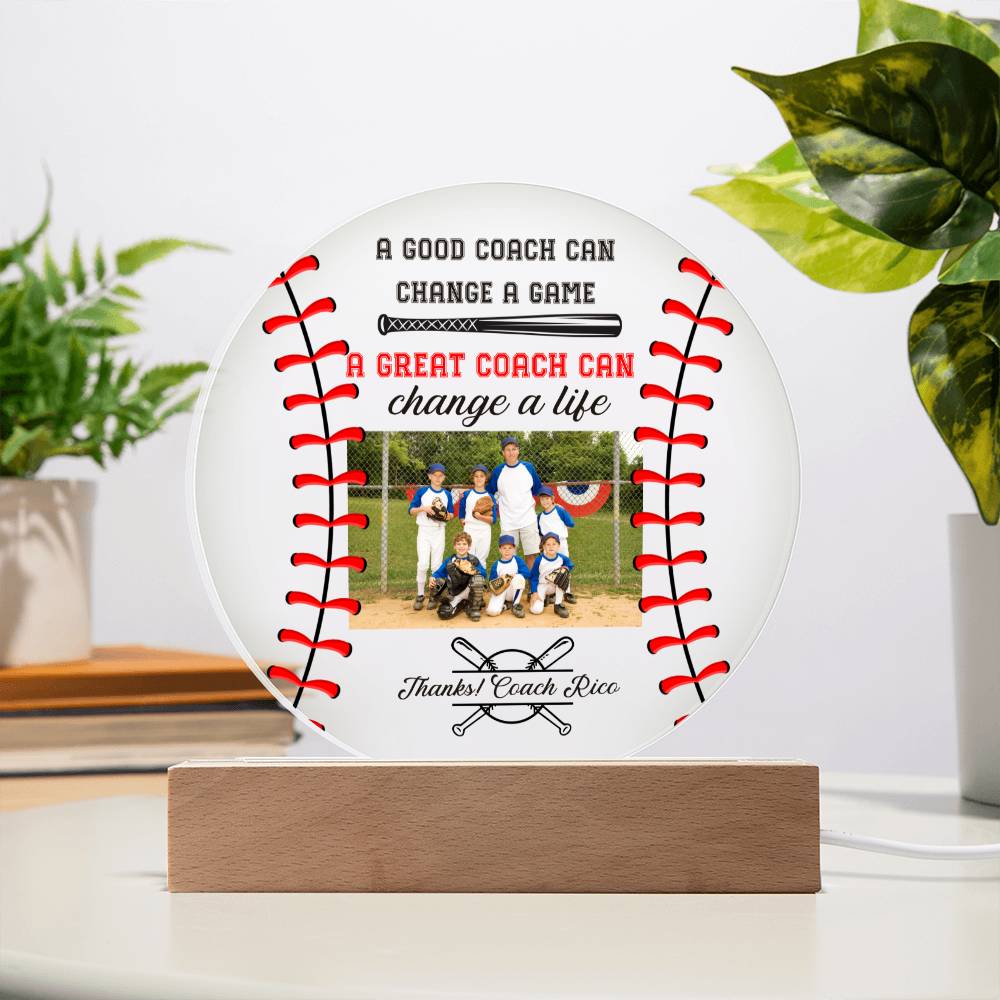 Baseball Coach 3 - Printed Circle Acrylic Plaque