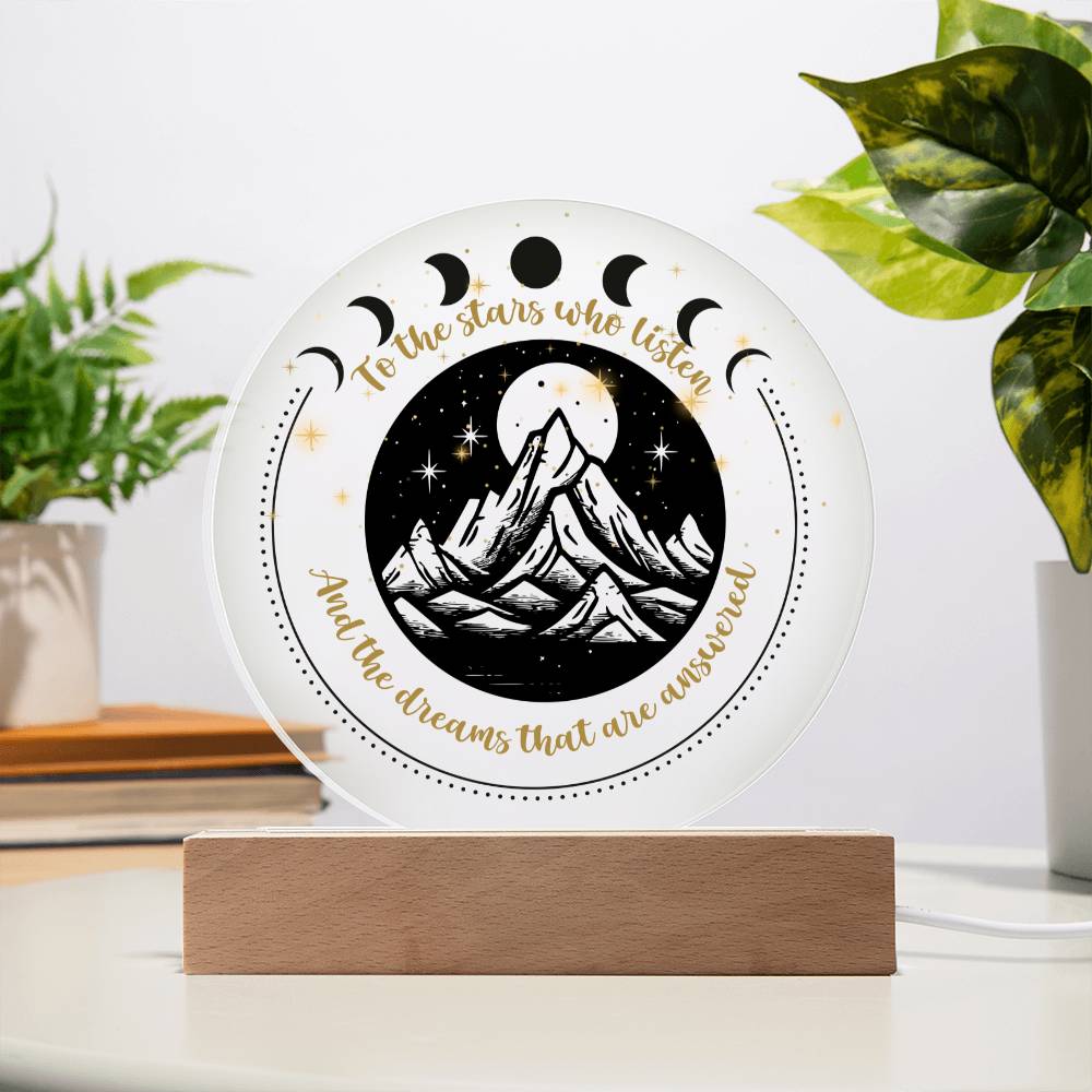 Night Sign Mountain With Stars 2 - Acrylic Circle Plaque