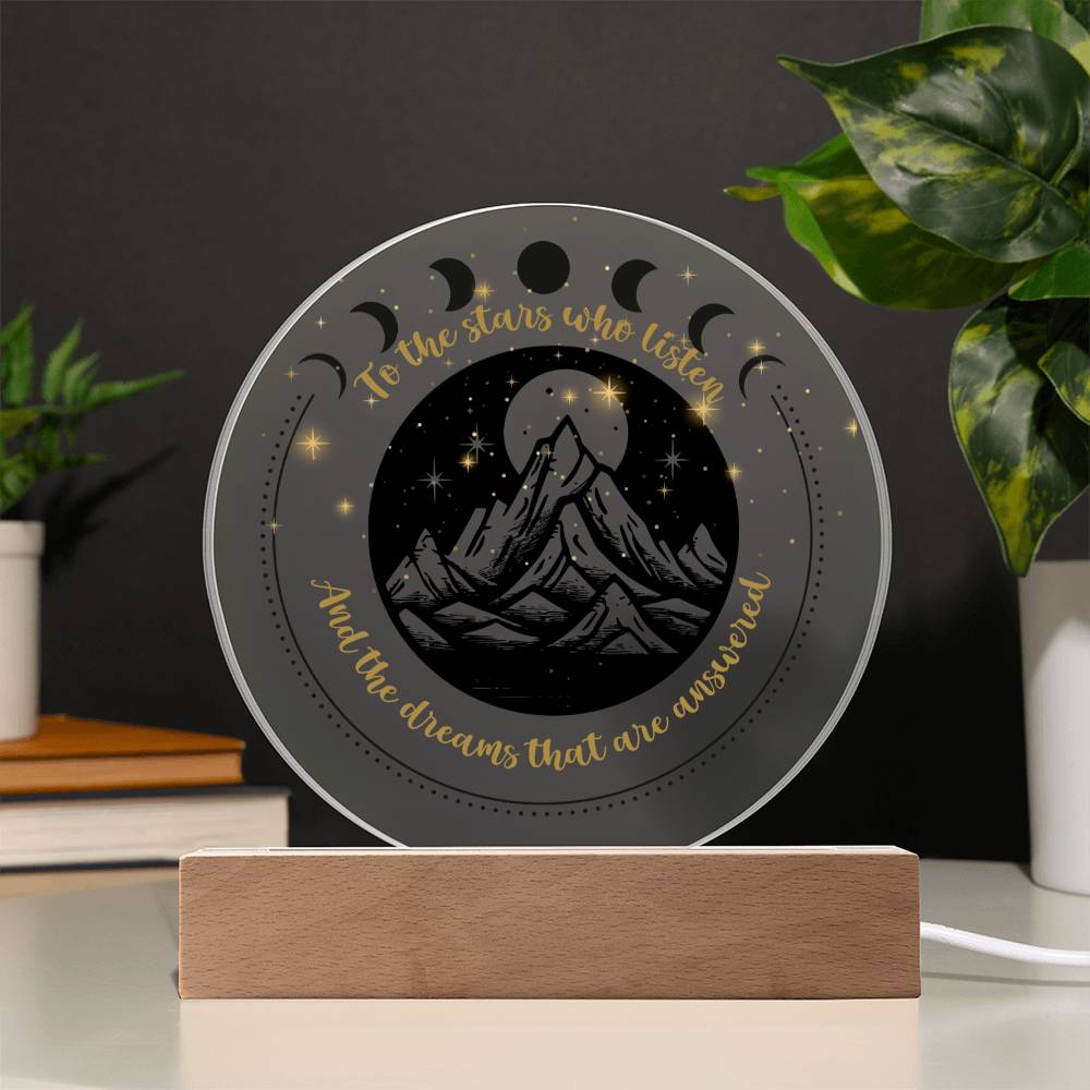 Night Sign Mountain With Stars 2 - Acrylic Circle Plaque