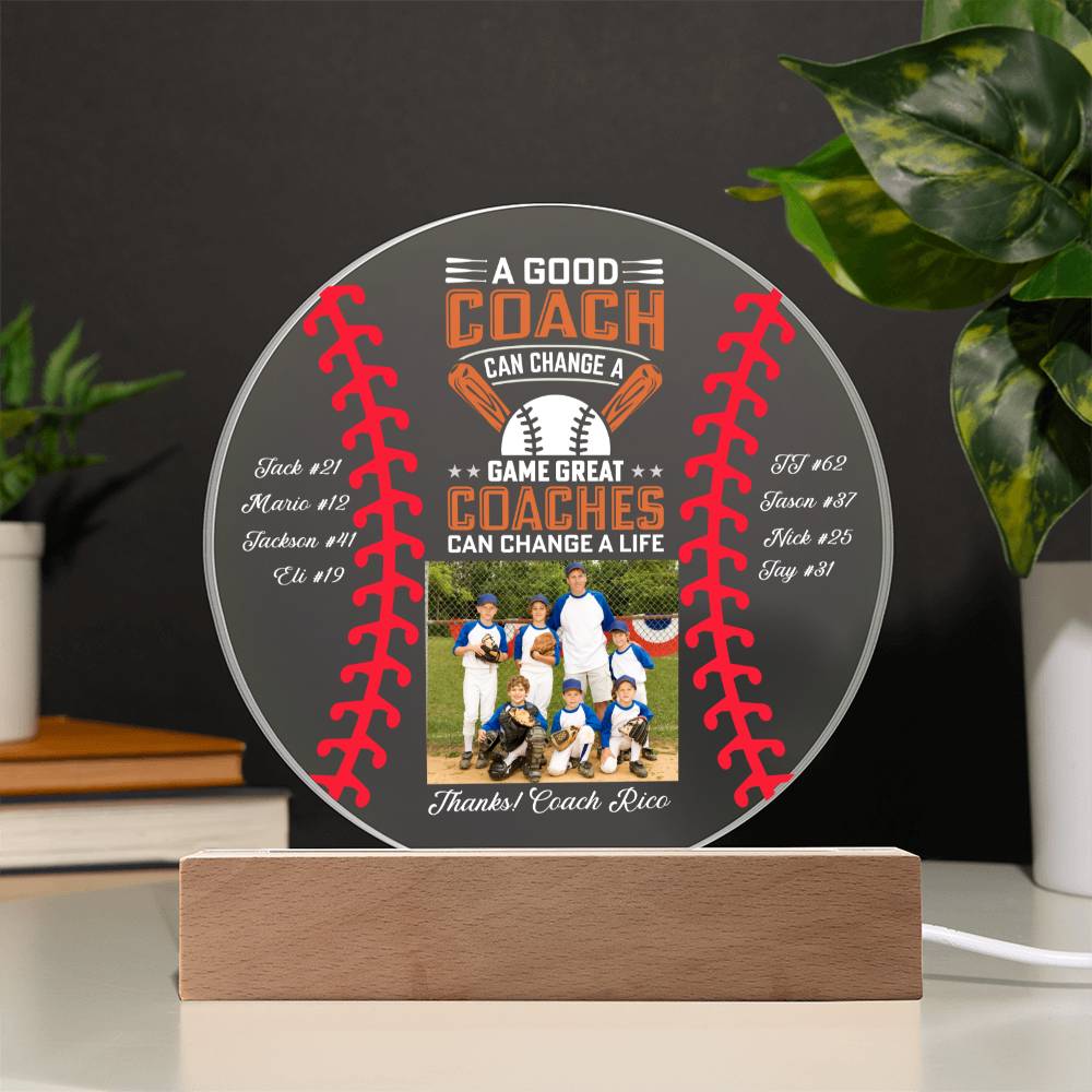 Baseball Coach 1 - Printed Circle Acrylic Plaque