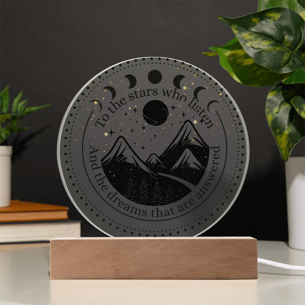 Night Sign Mountain With Stars 4 - Acrylic Circle Plaque