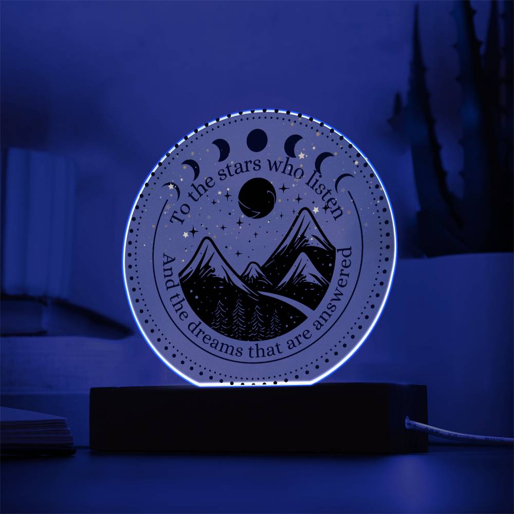 Night Sign Mountain With Stars 4 - Acrylic Circle Plaque