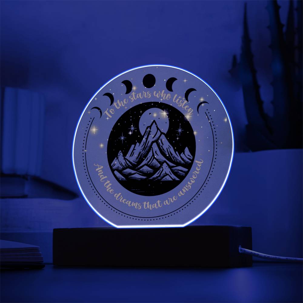 Night Sign Mountain With Stars 2 - Acrylic Circle Plaque