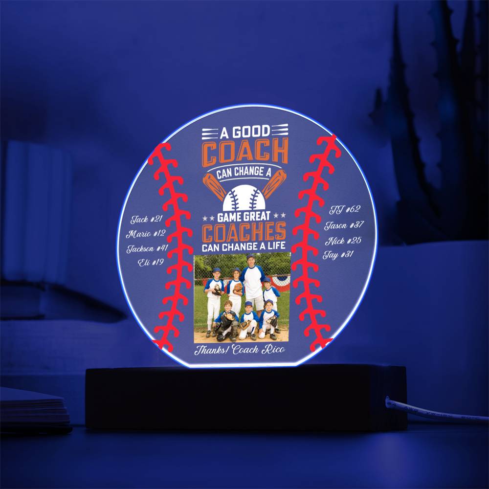 Baseball Coach 1 - Printed Circle Acrylic Plaque