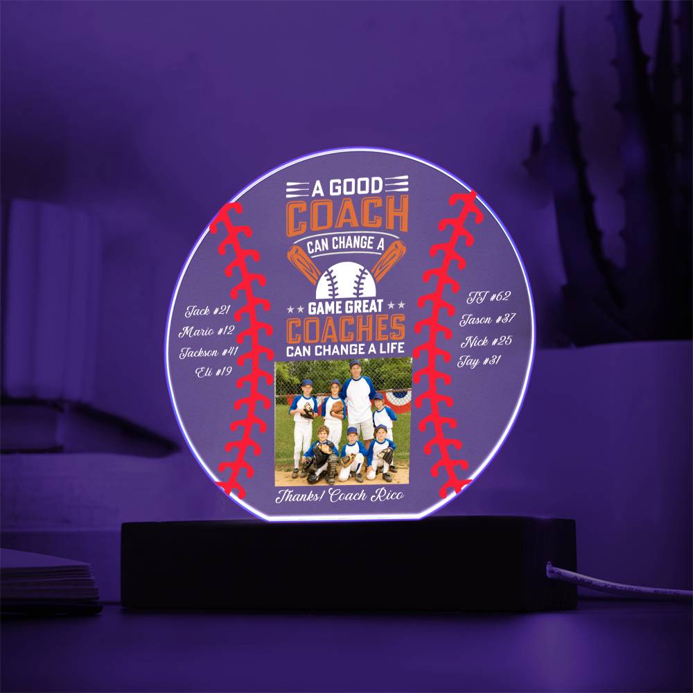 Baseball Coach 1 - Printed Circle Acrylic Plaque