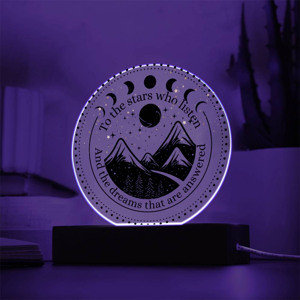 Night Sign Mountain With Stars 4 - Acrylic Circle Plaque