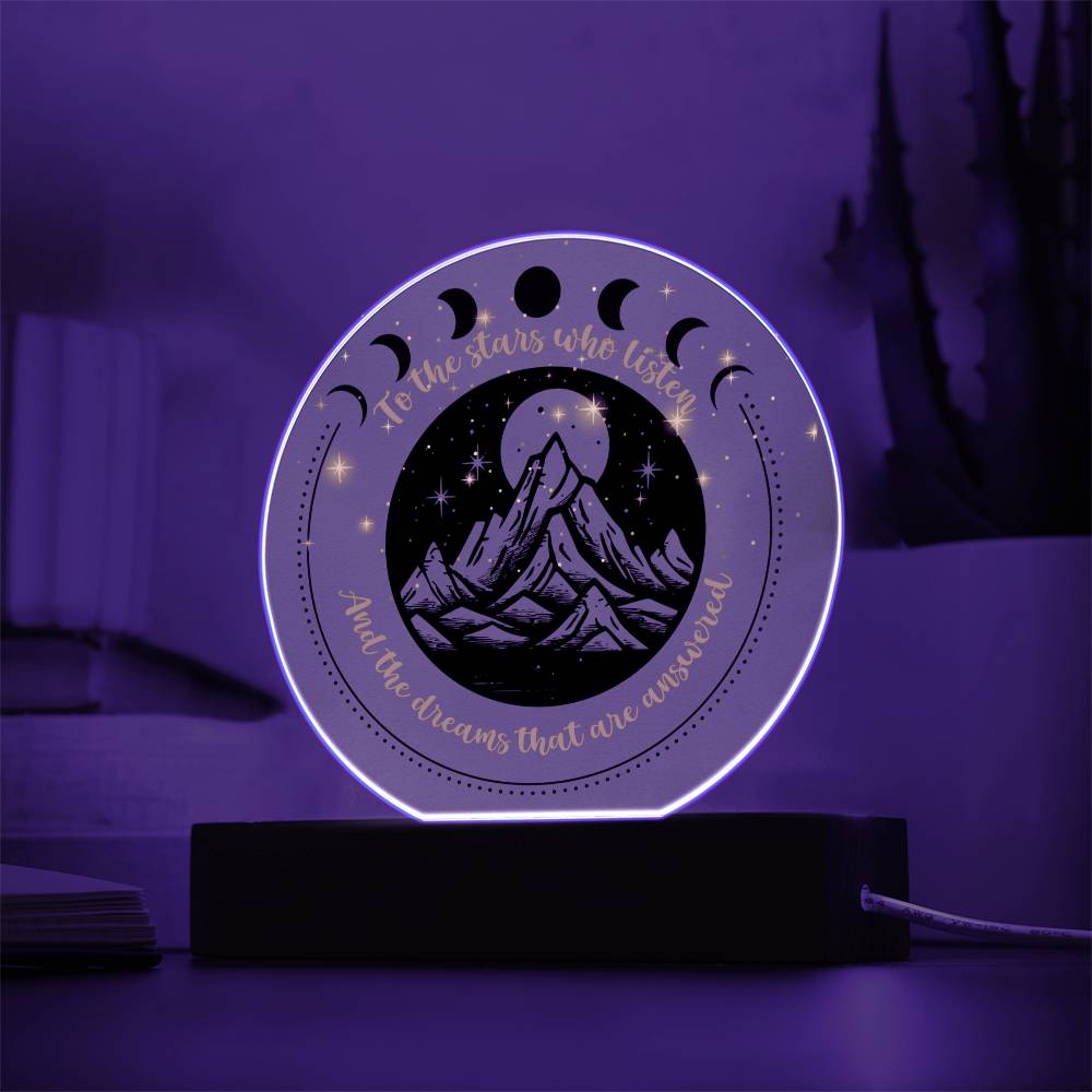 Night Sign Mountain With Stars 2 - Acrylic Circle Plaque