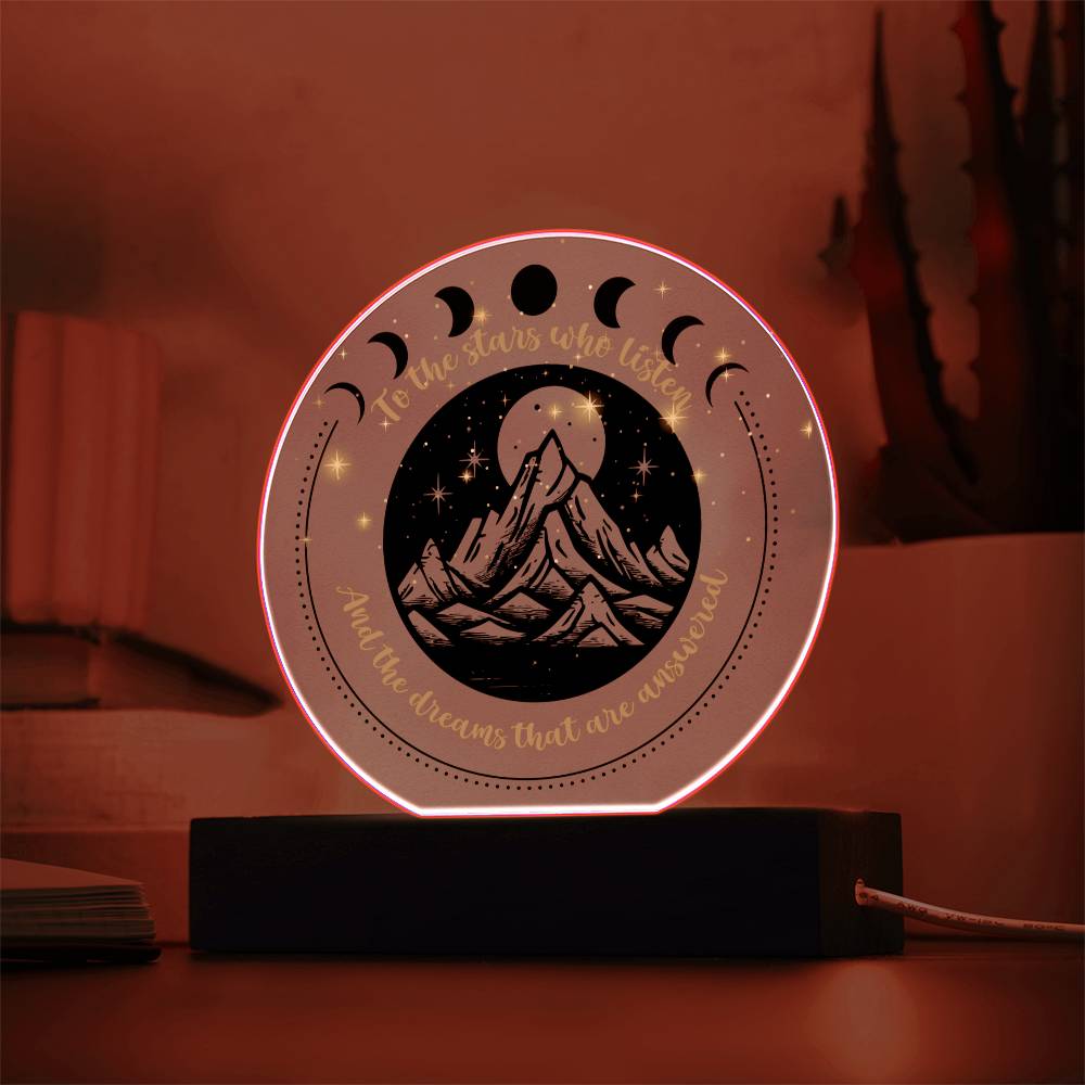 Night Sign Mountain With Stars 2 - Acrylic Circle Plaque